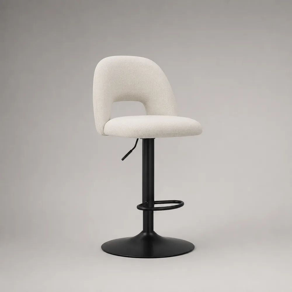 Barhocker 50 x 55 x 100 cm Beige mit gepolsterter Rückenlehne Drehfunktion und Fußstütze