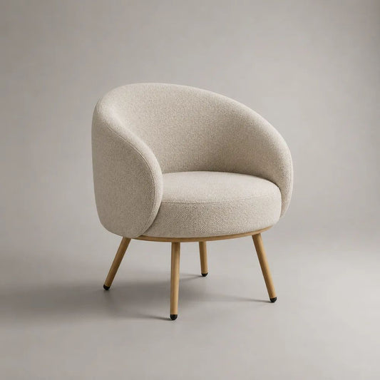 Lounge Sessel 75 x 75 x 80 cm Stoff Cremeweiß mit Holzbeinen Gepolstert