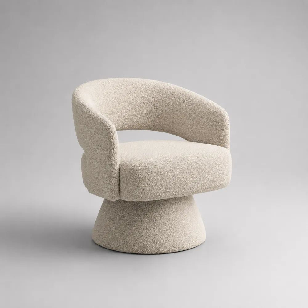 Sessel 80 x 75 x 75 cm Creme mit Bouclé Bezug und gepolsterter Sitzfläche