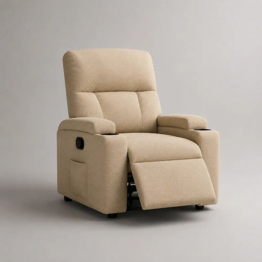 Relaxsessel 85 x 75 x 100 cm Beige mit Polyester Bezug Liegefunktion und verstellbarer Fußstütze