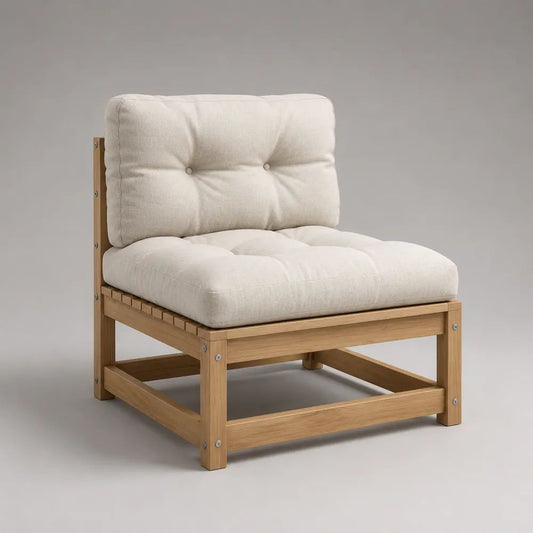 Gartensessel Lounge Sessel 75 x 80 x 75 cm aus Akazienholz mit Cremeweißem Polyesterkissen